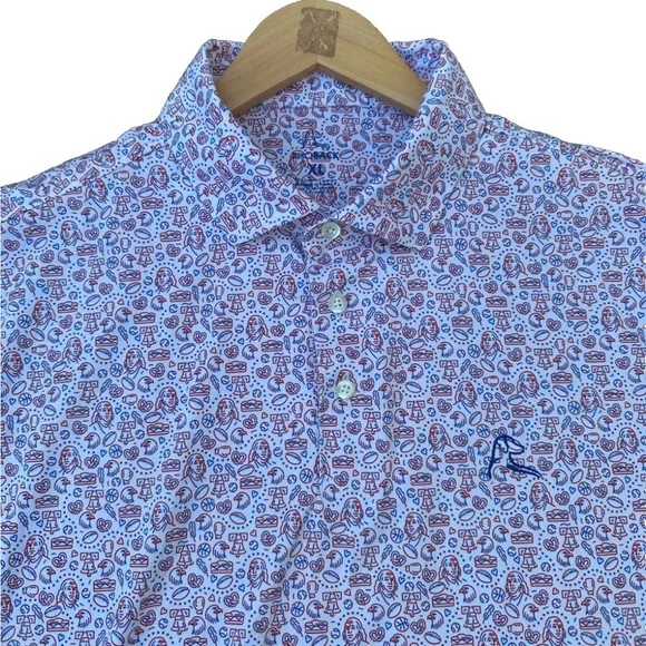 RHOBACK Men’s Performance Polo Sz XL American Icons USA White Golf Stretch Shirt - Picture 5 of 11